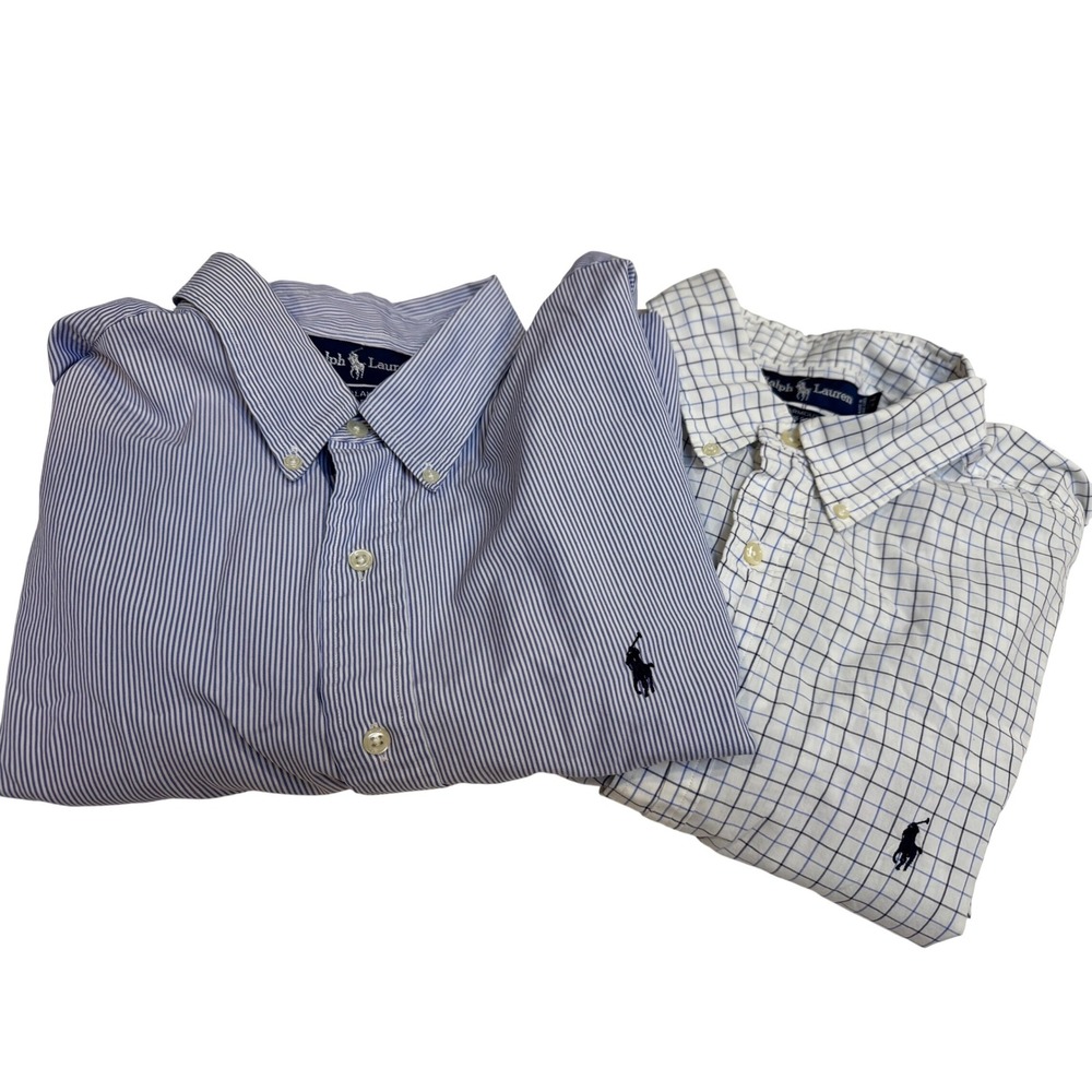 Polo Ralph Lauren Mens XL 17.5 Shirts Bundle 2PK Office Wear Preppy Classic